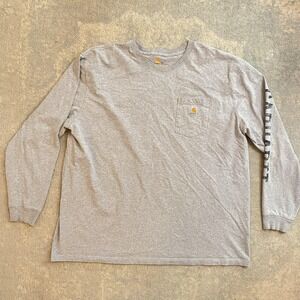 Carhartt Shirt Mens 3XL Gray Original Fit Long Sleeve Pocket Logo Workwear